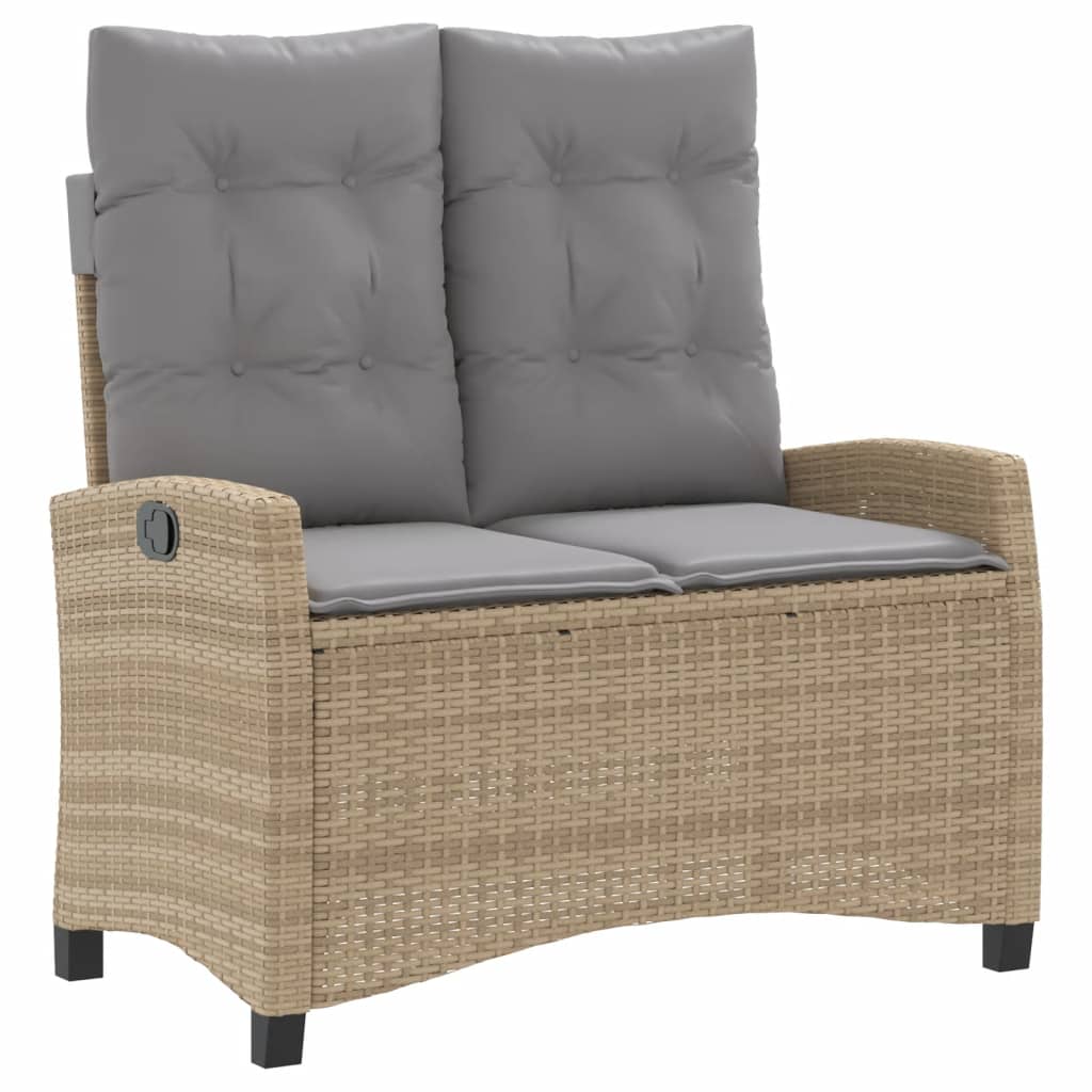 vidaXL 2-delige Tuinset met kussens poly rattan beige afbeelding