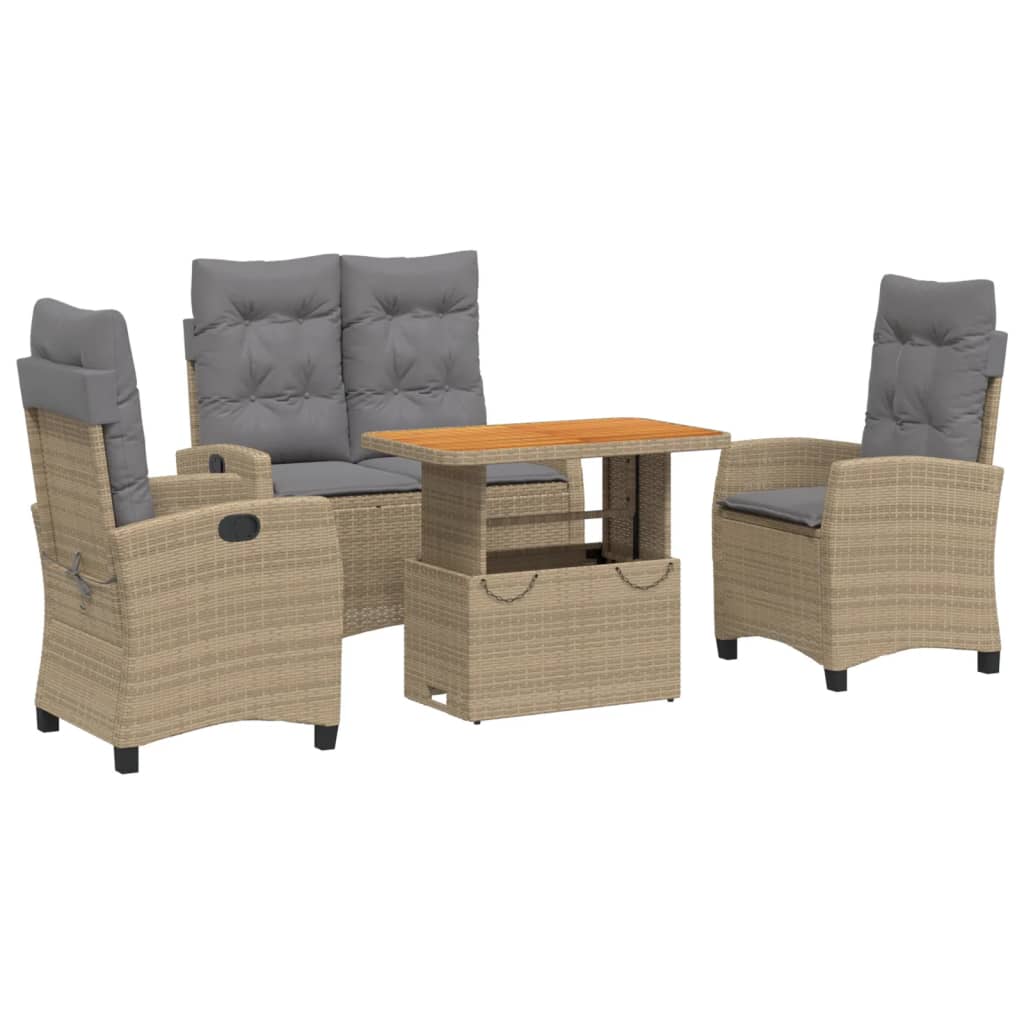 Thumbnail - vidaXL 4-tlg. Garten-Essgruppe mit Kissen Beige Poly Rattan