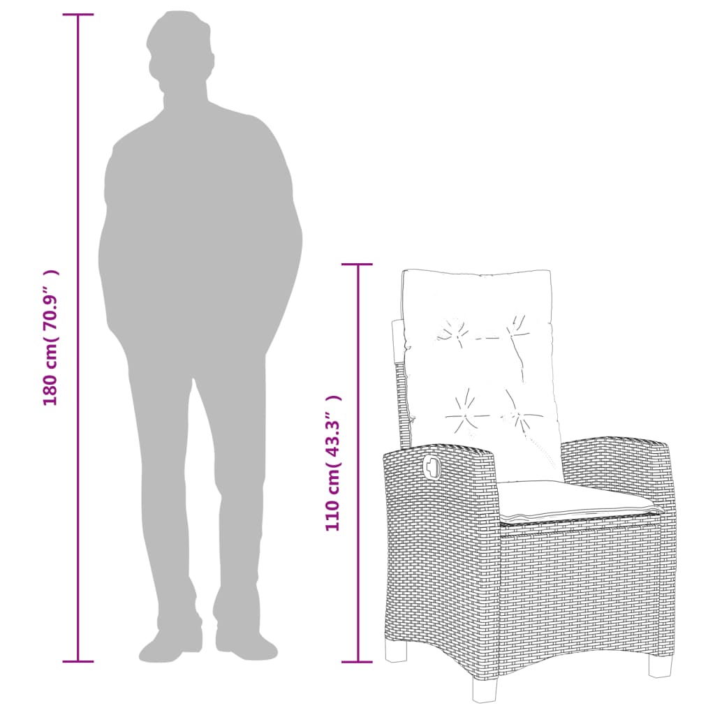 Vrtna jedilna garnitura 4-delna z blazinami bež poli ratan - slika 14