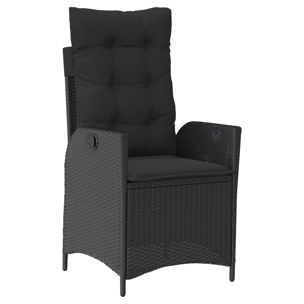 vidaXL 3-delige Tuinset met kussens poly rattan zwart afbeelding