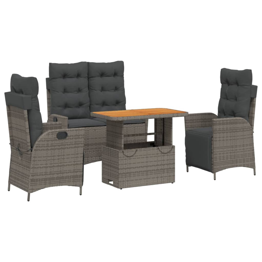 Thumbnail - vidaXL 4-tlg. Garten-Essgruppe mit Kissen Grau Poly Rattan
