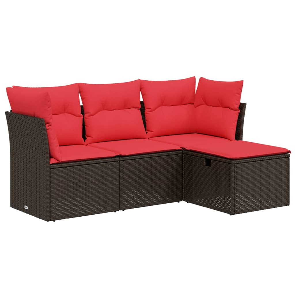 vidaXL 4dílná zahradní sedací souprava s poduškami hnědá polyratan