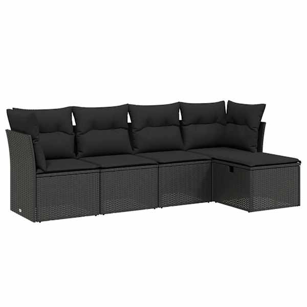 vidaXL 5-osaline aiadiivanikomplekt patjadega, must, pol&uuml;rotang