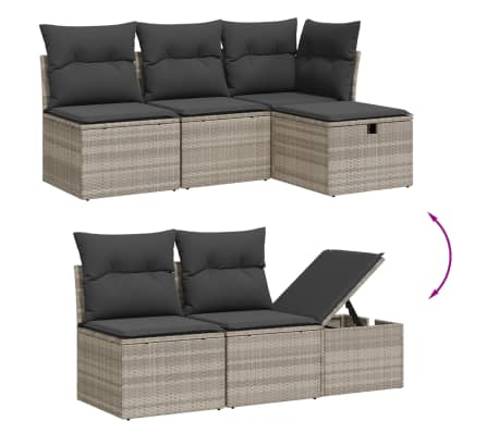 vidaXL Set canapele de grădină cu perne, 6 piese gri deschis poliratan
