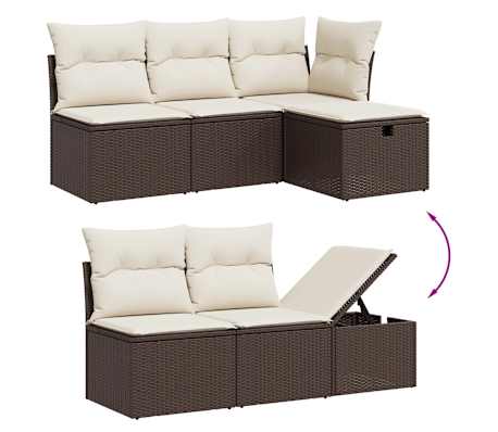 vidaXL 6 Piece Garden Sofa Set with Cushions Brown Poly Rattan