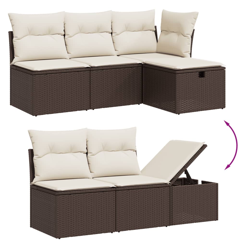 vidaXL 6-delige Loungeset met kussens poly rattan bruin afbeelding