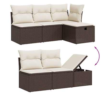 vidaXL 7-tlg. Garten-Sofagarnitur mit Kissen Braun Poly Rattan