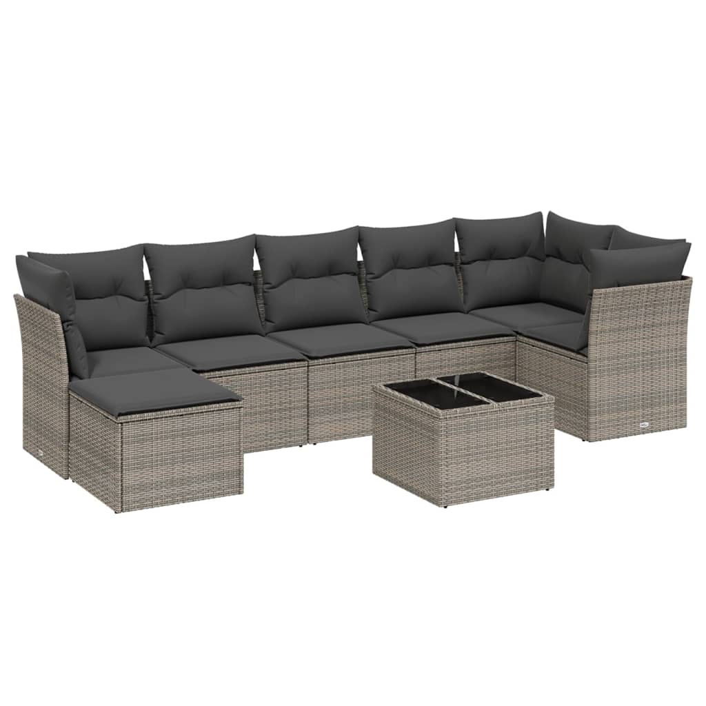 Thumbnail - vidaXL 8-tlg. Garten-Sofagarnitur mit Kissen Grau Poly Rattan