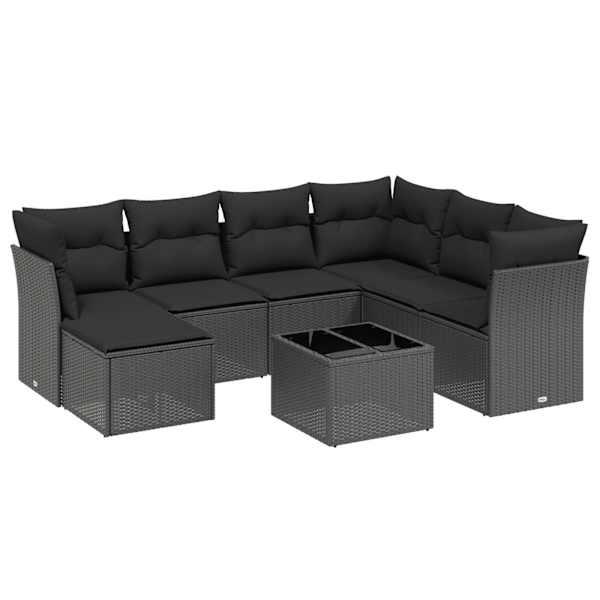 vidaXL 8-osaline aiadiivani komplekt patjadega, must, pol&uuml;rotang