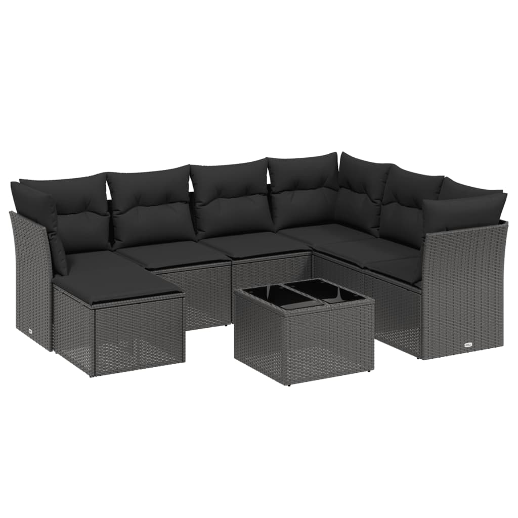 Thumbnail - vidaXL 8-tlg. Garten-Sofagarnitur mit Kissen Schwarz Poly Rattan