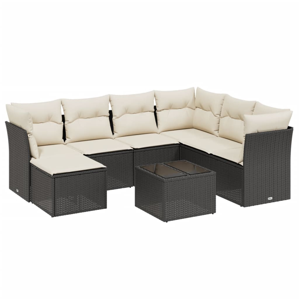 Thumbnail - vidaXL 8-tlg. Garten-Sofagarnitur mit Kissen Schwarz Poly Rattan