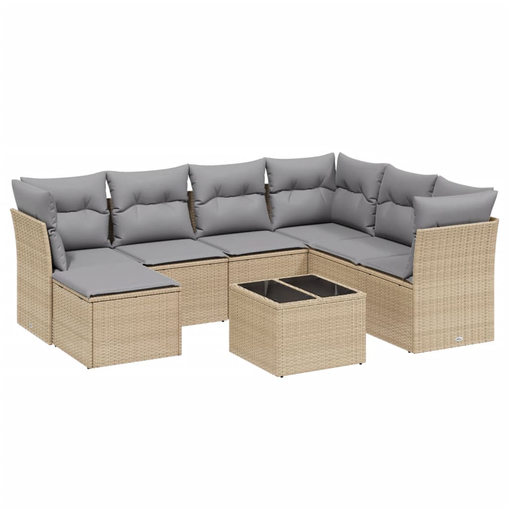 Thumbnail - vidaXL 8-tlg. Garten-Sofagarnitur mit Kissen Beige Poly Rattan