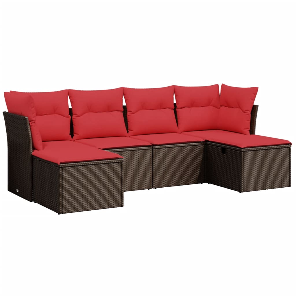 VidaXL 6dílná zahradní sedací souprava s poduškami hnědá polyratan