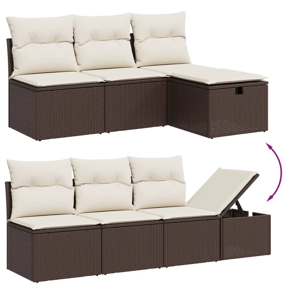 vidaXL 8-delige Loungeset met kussens poly rattan bruin afbeelding