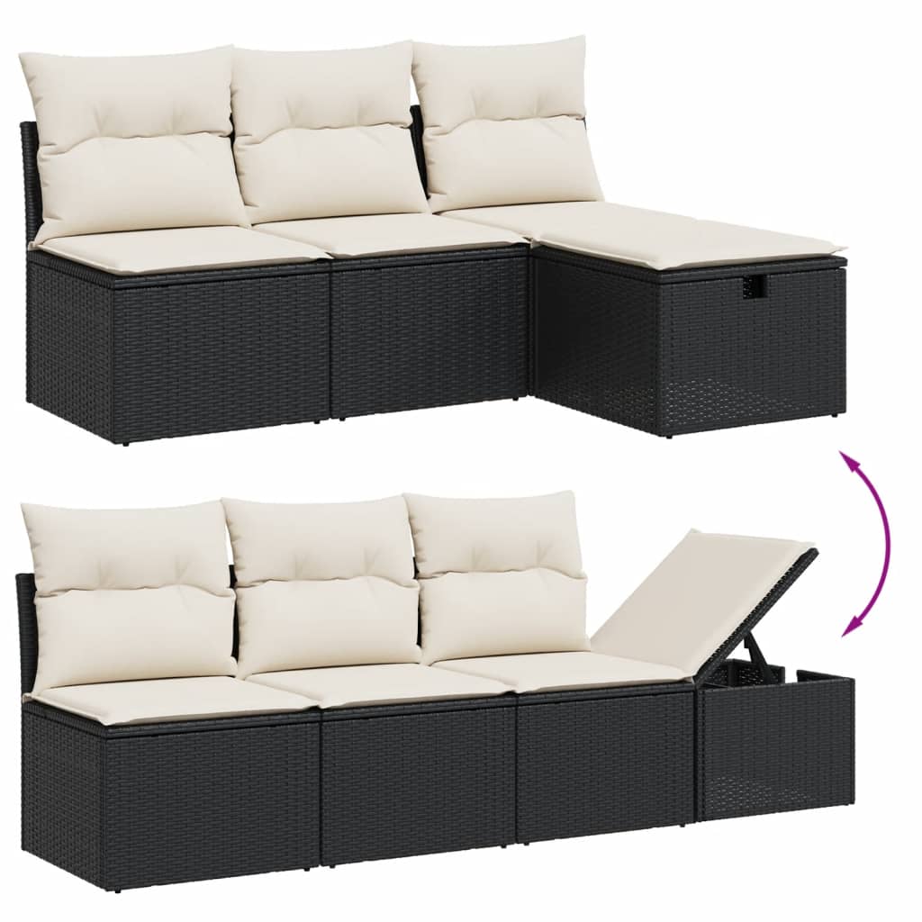 vidaXL 9-delige Loungeset met kussens poly rattan zwart afbeelding