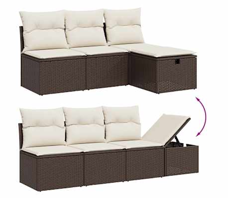 vidaXL Set canapele de grădină cu perne, 9 piese, maro, poliratan
