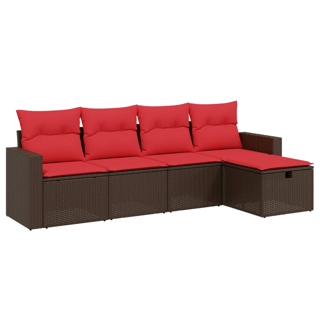 Thumbnail - vidaXL 5-teiliges Gartensofa-Set mit Kissen, braun, Polyrattan