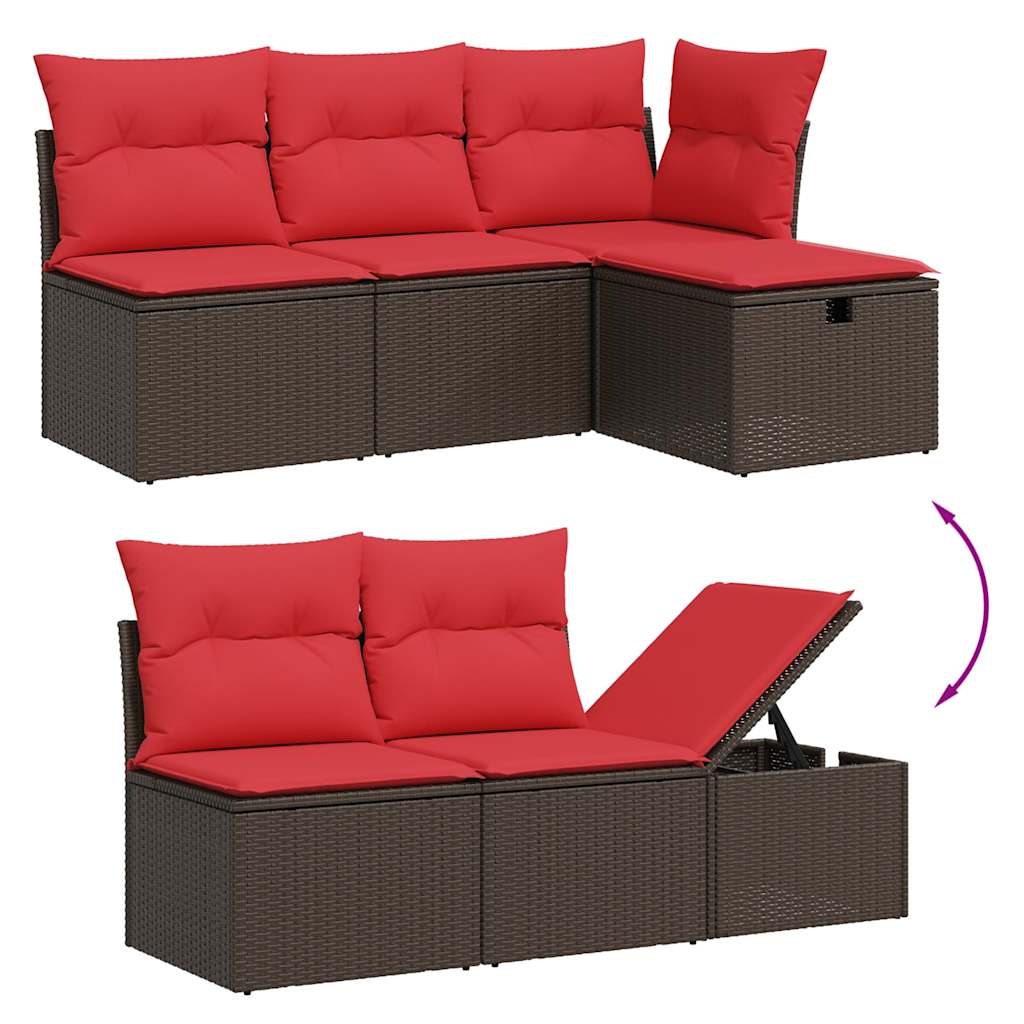 Thumbnail - vidaXL 5-teiliges Gartensofa-Set mit Kissen, braun, Polyrattan
