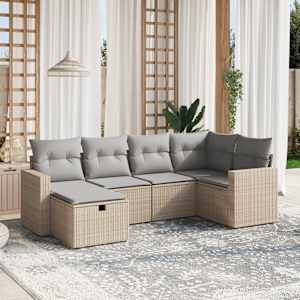 Vrtna sedežna garnitura 6-delna z blazinami bež poli ratan