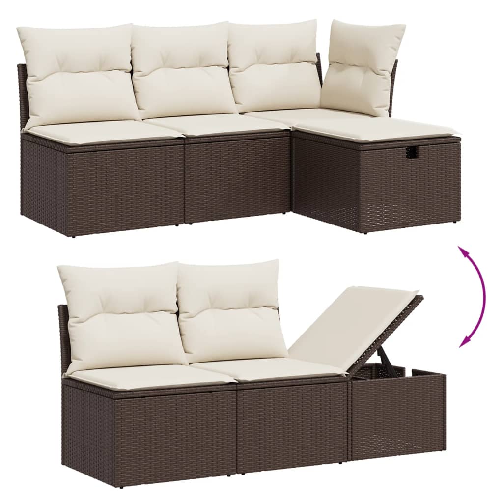 vidaXL 6-delige Loungeset met kussens poly rattan bruin afbeelding