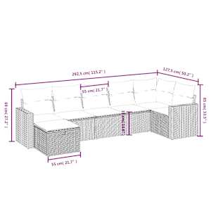 7dílná zahradní sedací souprava a podušky mix béžové polyratan - obrázek 4