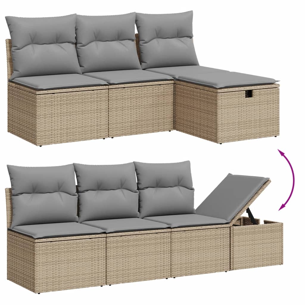 vidaXL 8-delige Loungeset met kussens poly rattan gemengd beige