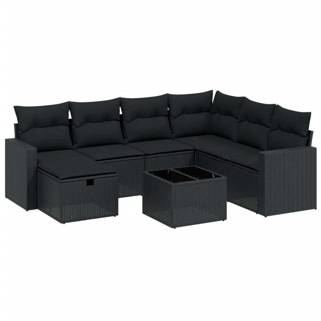Thumbnail - vidaXL 8-tlg. Garten-Sofagarnitur mit Kissen Schwarz Poly Rattan