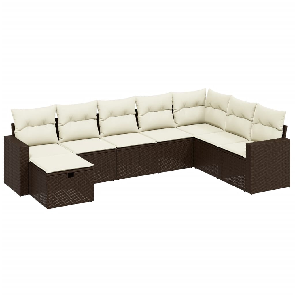 Thumbnail - vidaXL 8-tlg. Garten-Sofagarnitur mit Kissen Braun Poly Rattan