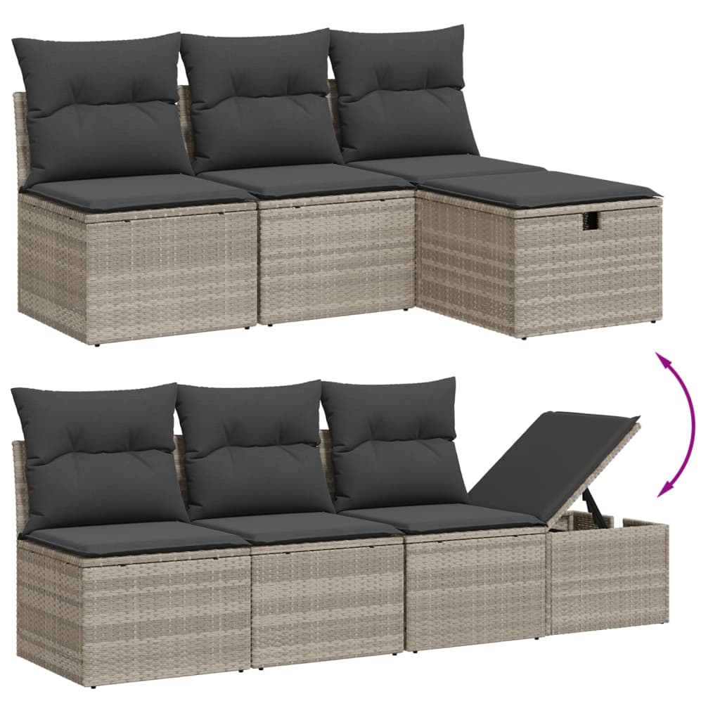 vidaXL 9-delige Loungeset met kussens poly rattan lichtgrijs afbeelding