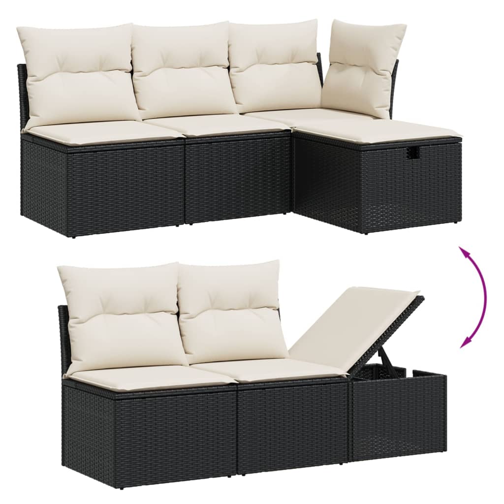 Thumbnail - vidaXL 6-tlg. Garten-Sofagarnitur mit Kissen Schwarz Poly Rattan