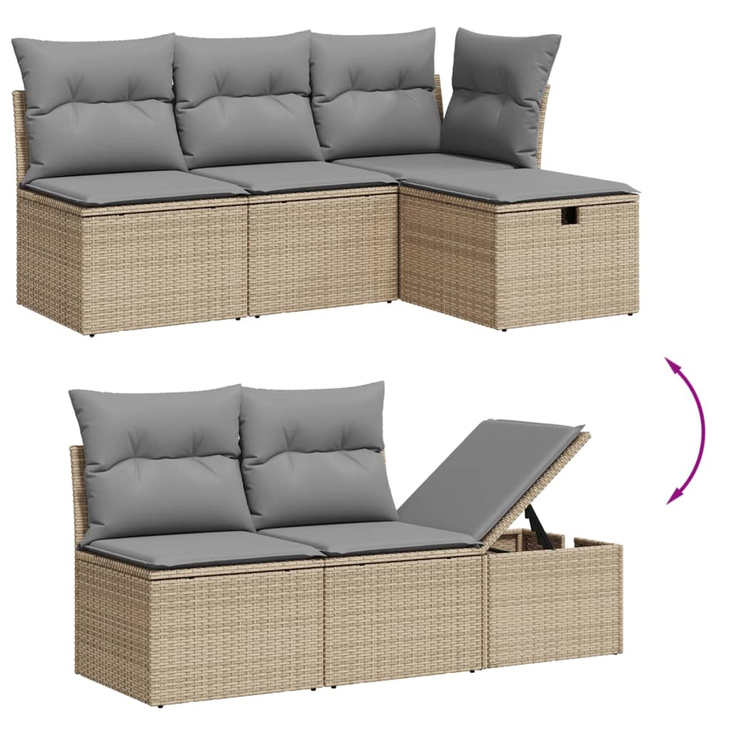 Thumbnail - vidaXL 6-tlg. Garten-Sofagarnitur mit Kissen Beige Poly Rattan