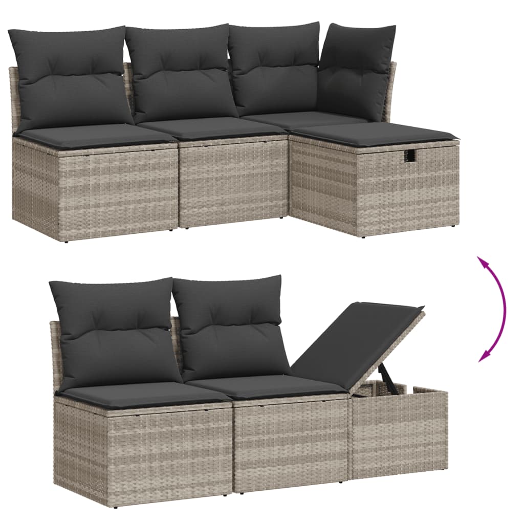 vidaXL 6-delige Loungeset met kussens poly rattan lichtgrijs afbeelding