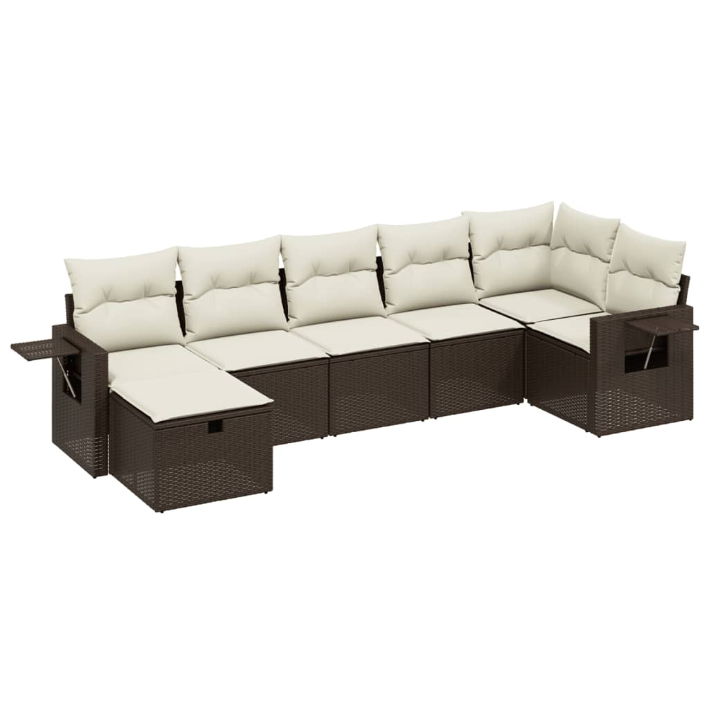 Thumbnail - vidaXL 7-tlg. Garten-Sofagarnitur mit Kissen Braun Poly Rattan