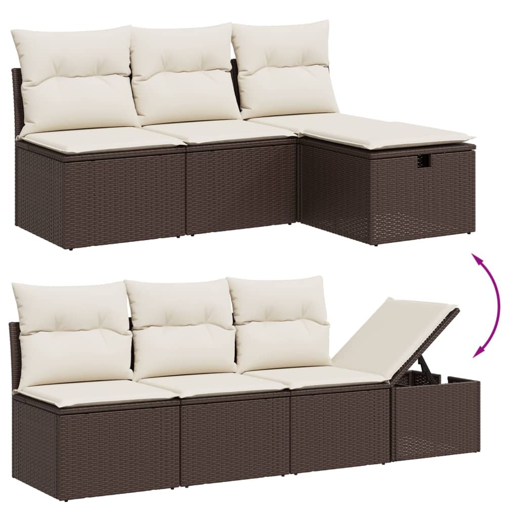 vidaXL 7-delige Loungeset met kussens poly rattan bruin afbeelding
