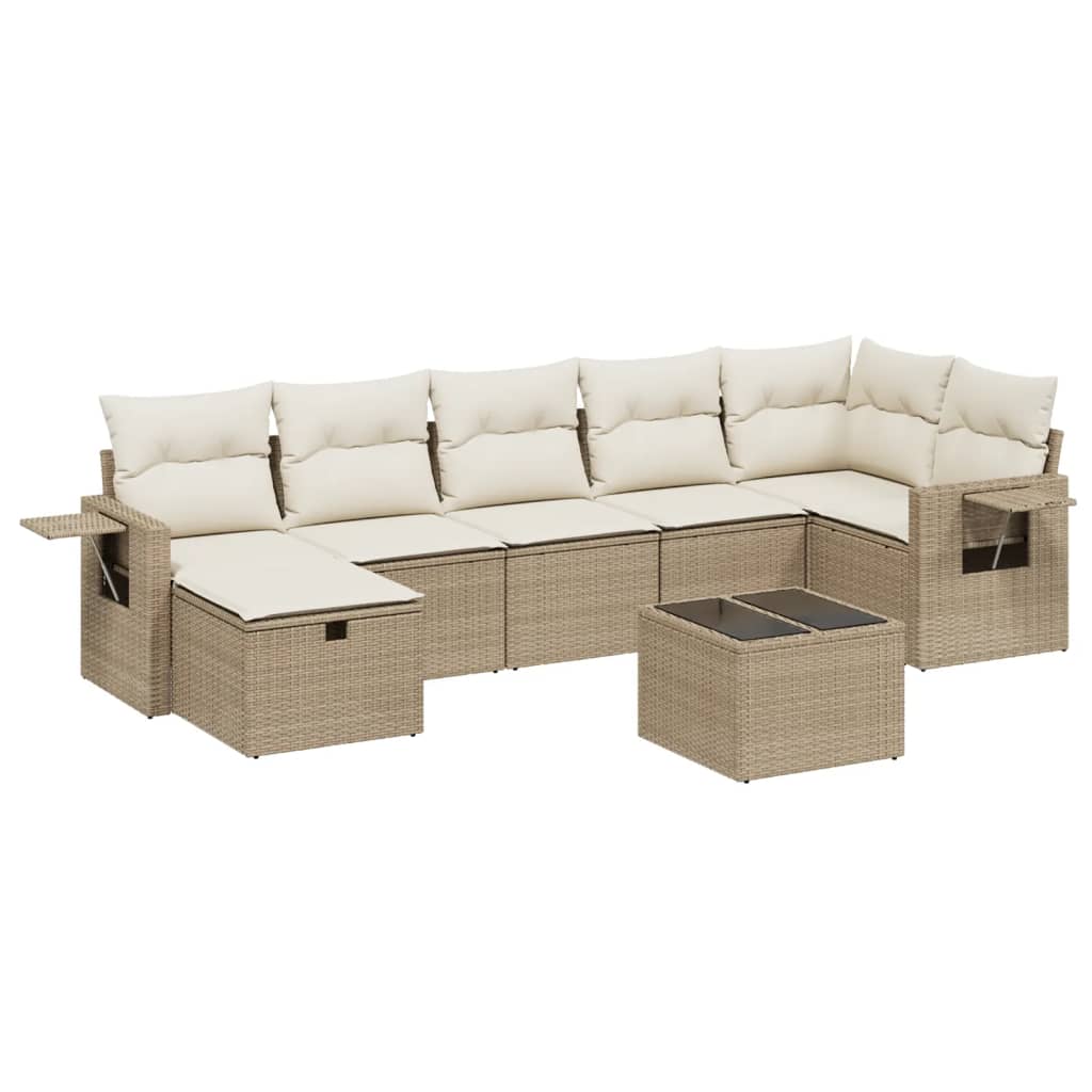 Thumbnail - vidaXL 8-tlg. Garten-Sofagarnitur mit Kissen Beige Poly Rattan