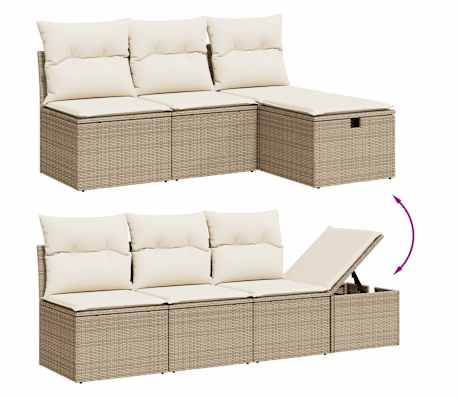 vidaXL 8 pcs conjunto de sof&aacute;s p/ jardim com almofad&otilde;es vime PE bege