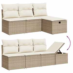 vidaXL 8 pcs conjunto de sof&aacute;s p/ jardim com almofad&otilde;es vime PE bege