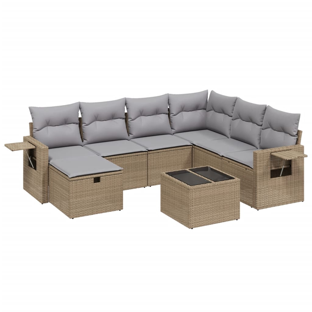 Thumbnail - vidaXL 8-tlg. Garten-Sofagarnitur mit Kissen Beige Poly Rattan