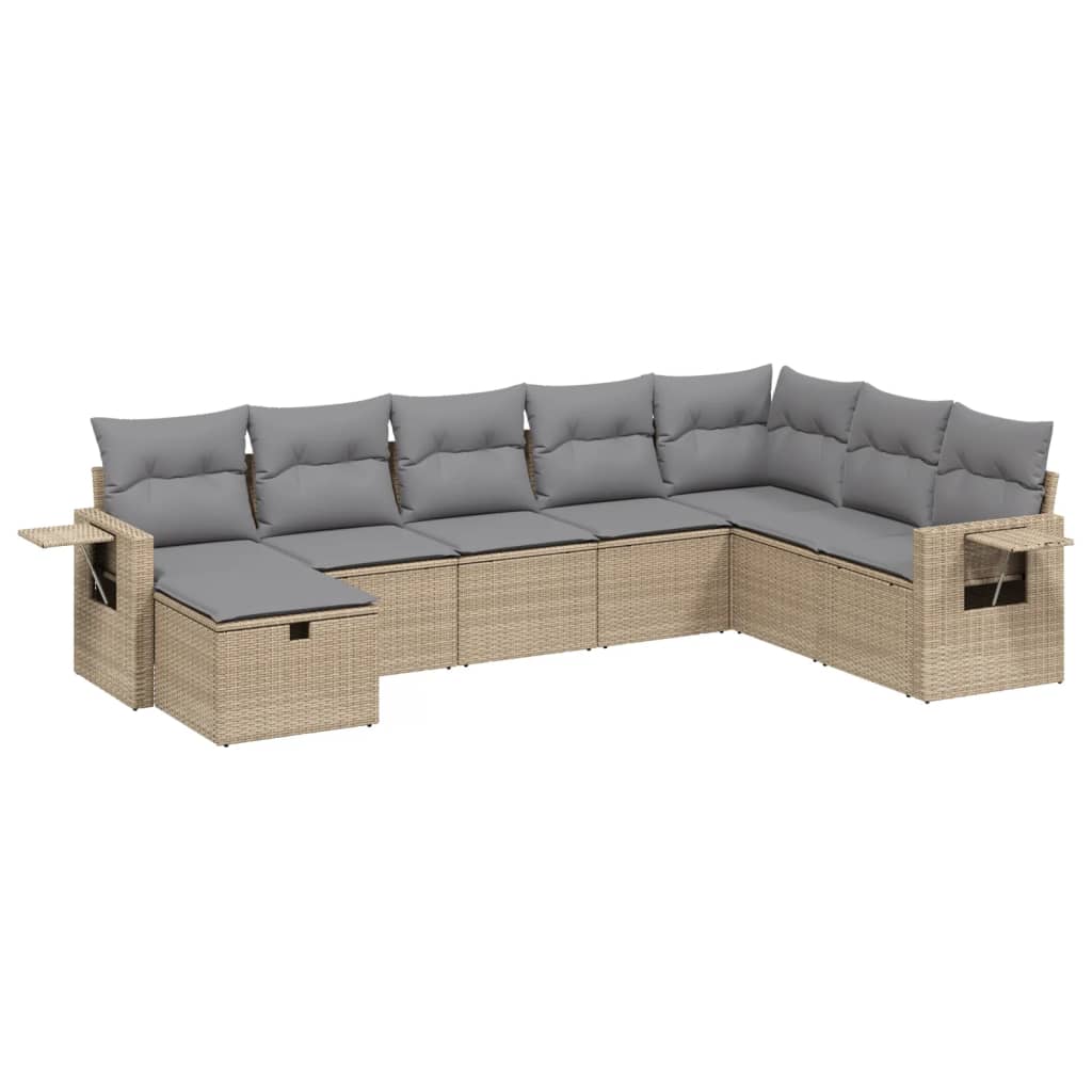 Thumbnail - vidaXL 8-tlg. Garten-Sofagarnitur mit Kissen Beige Poly Rattan