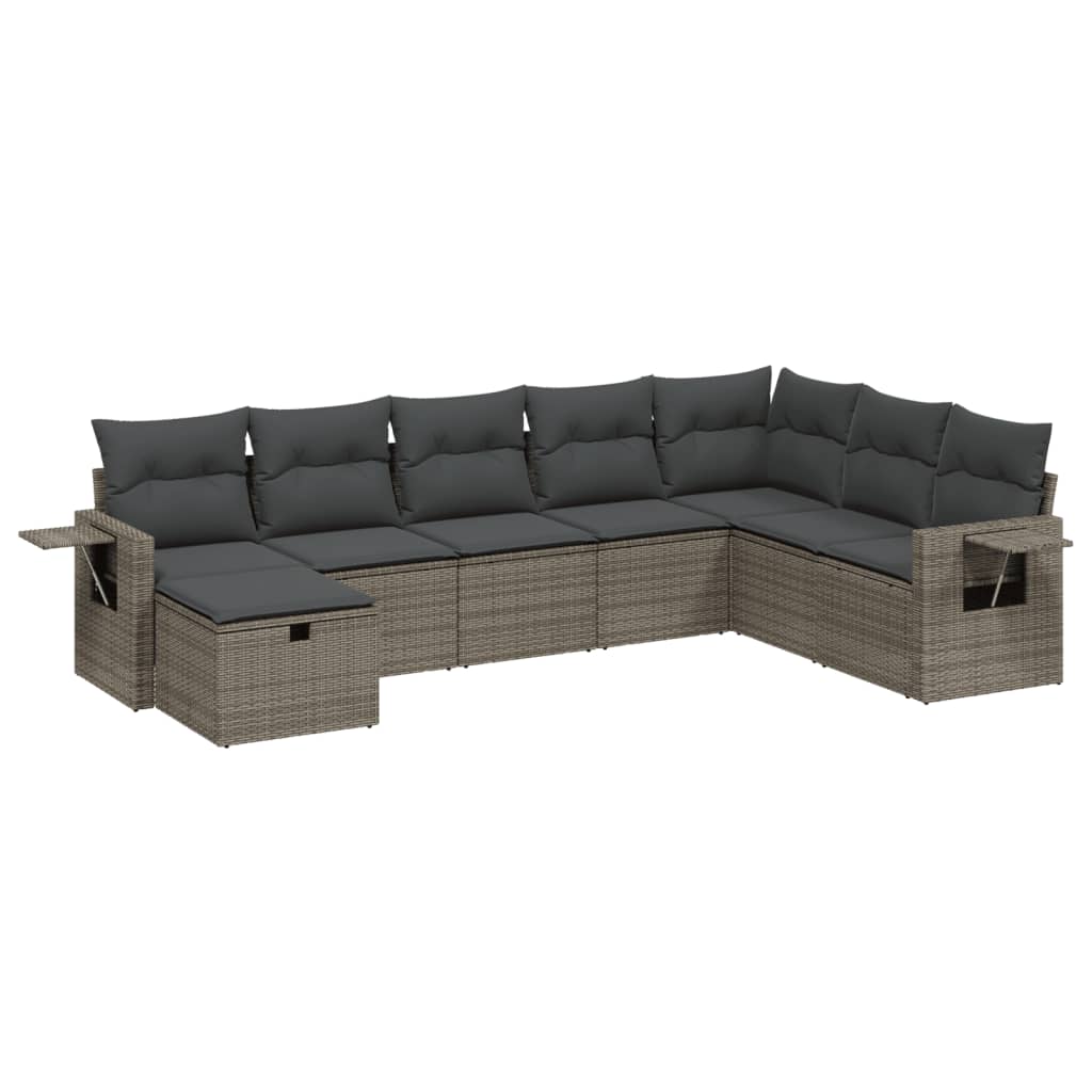 Thumbnail - vidaXL 8-tlg. Garten-Sofagarnitur mit Kissen Grau Poly Rattan