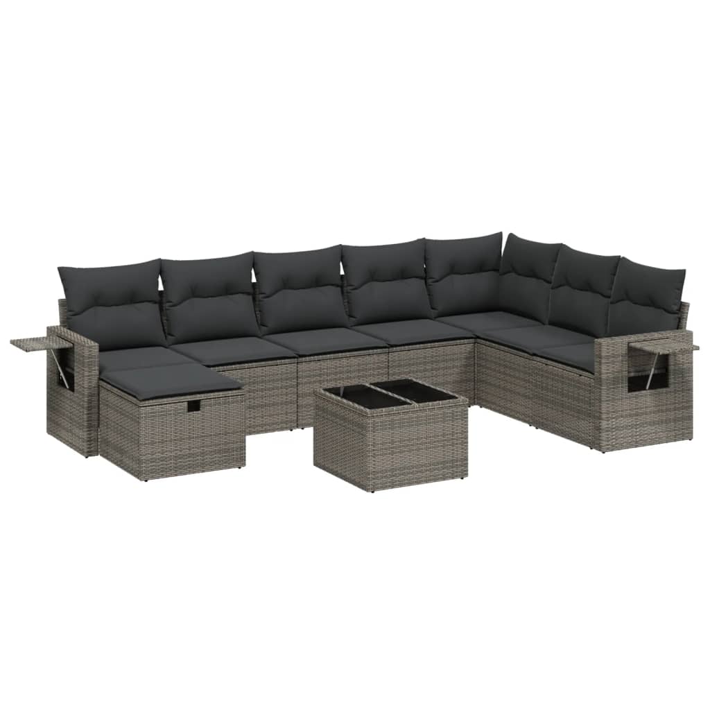Thumbnail - vidaXL 9-tlg. Garten-Sofagarnitur mit Kissen Grau Poly Rattan
