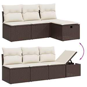vidaXL Set canapele de grădină cu perne, 9 piese, maro, poliratan