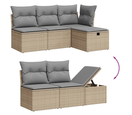 vidaXL Set canapele de grădină, 6 piese, cu perne, bej, poliratan
