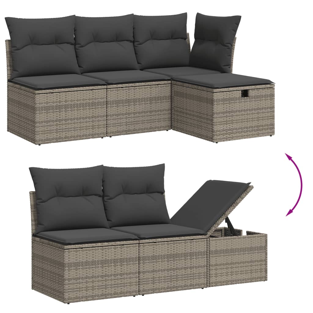 vidaXL 7-delige Loungeset met kussens poly rattan grijs afbeelding