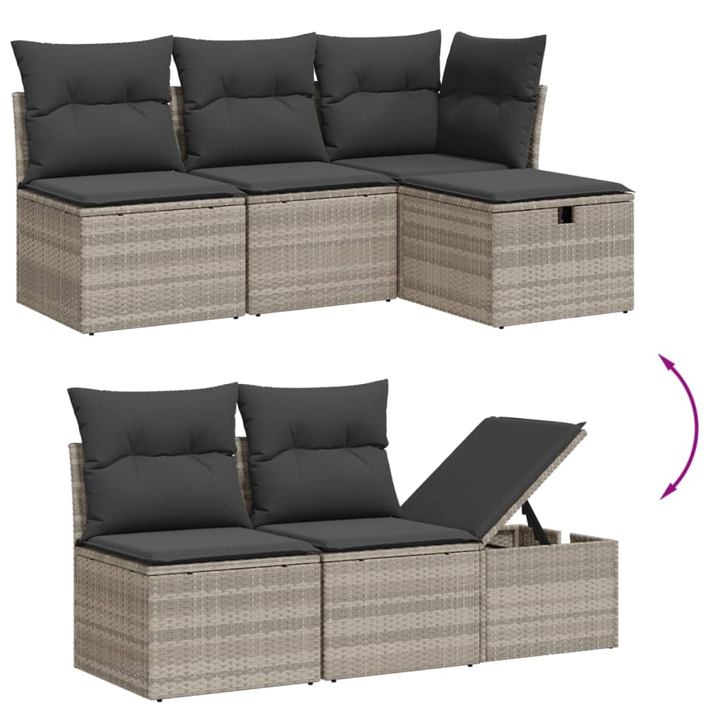 vidaXL 7-delige Loungeset met kussens poly rattan lichtgrijs afbeelding