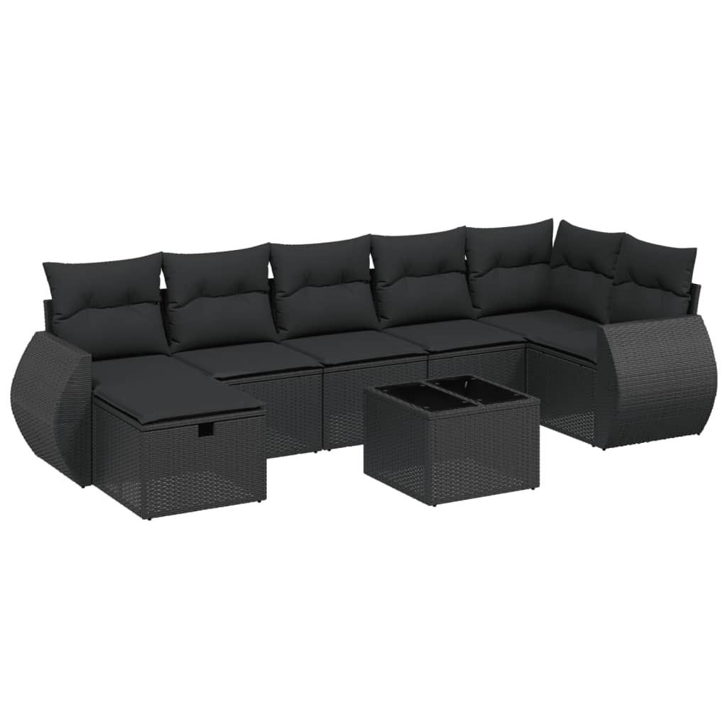 Thumbnail - vidaXL 8-tlg. Garten-Sofagarnitur mit Kissen Schwarz Poly Rattan