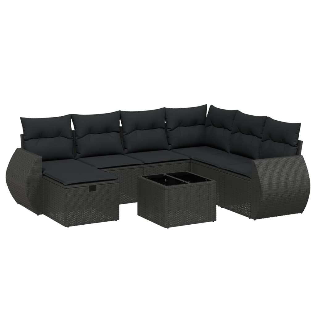 Thumbnail - vidaXL 8-tlg. Garten-Sofagarnitur mit Kissen Schwarz Poly Rattan