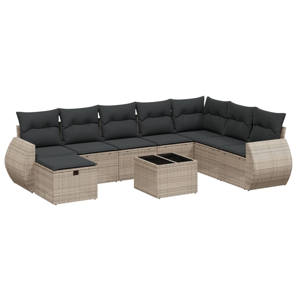 Thumbnail - vidaXL 9-tlg. Garten-Sofagarnitur mit Kissen Grau Poly Rattan