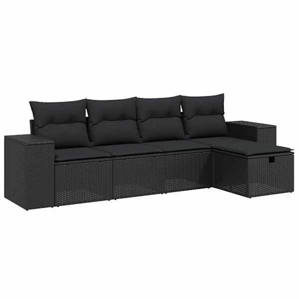 vidaXL 5-osaline aiadiivanikomplekt patjadega, must, pol&uuml;rotang