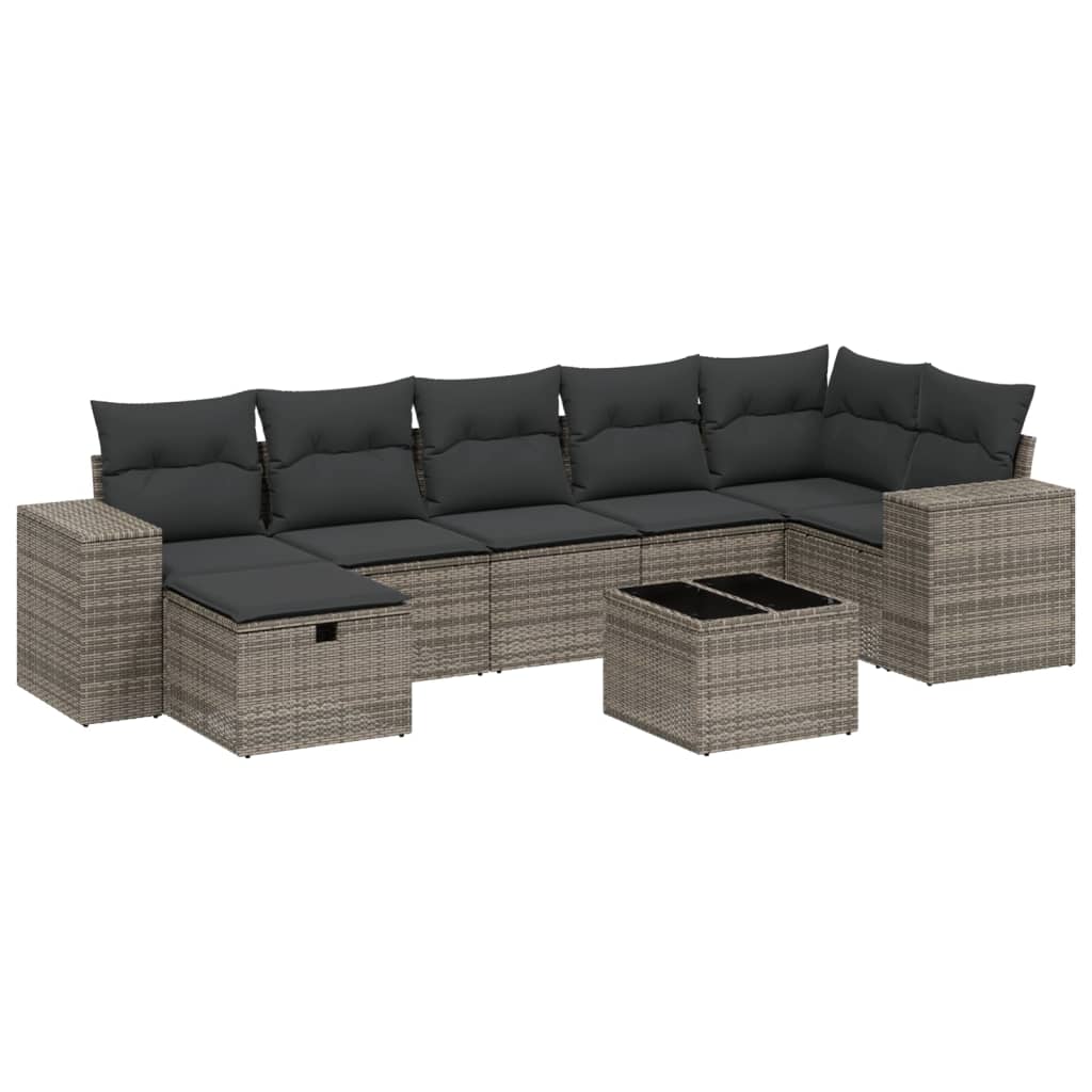 Thumbnail - vidaXL 8-tlg. Garten-Sofagarnitur mit Kissen Grau Poly Rattan